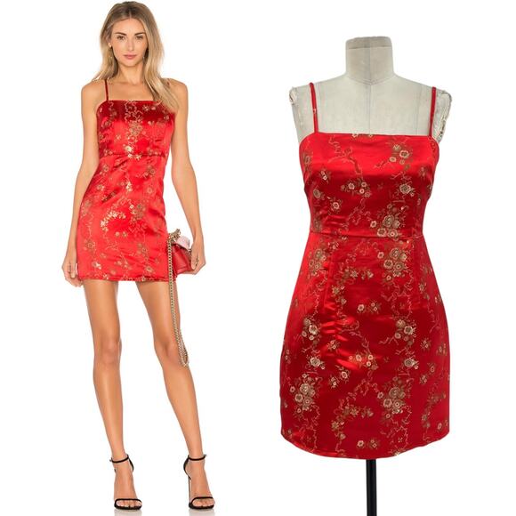 I.am.gia Kiko Dress Mini Sleeveless Floral Satin Jacquard Red Size Small‎ - Picture 1 of 11